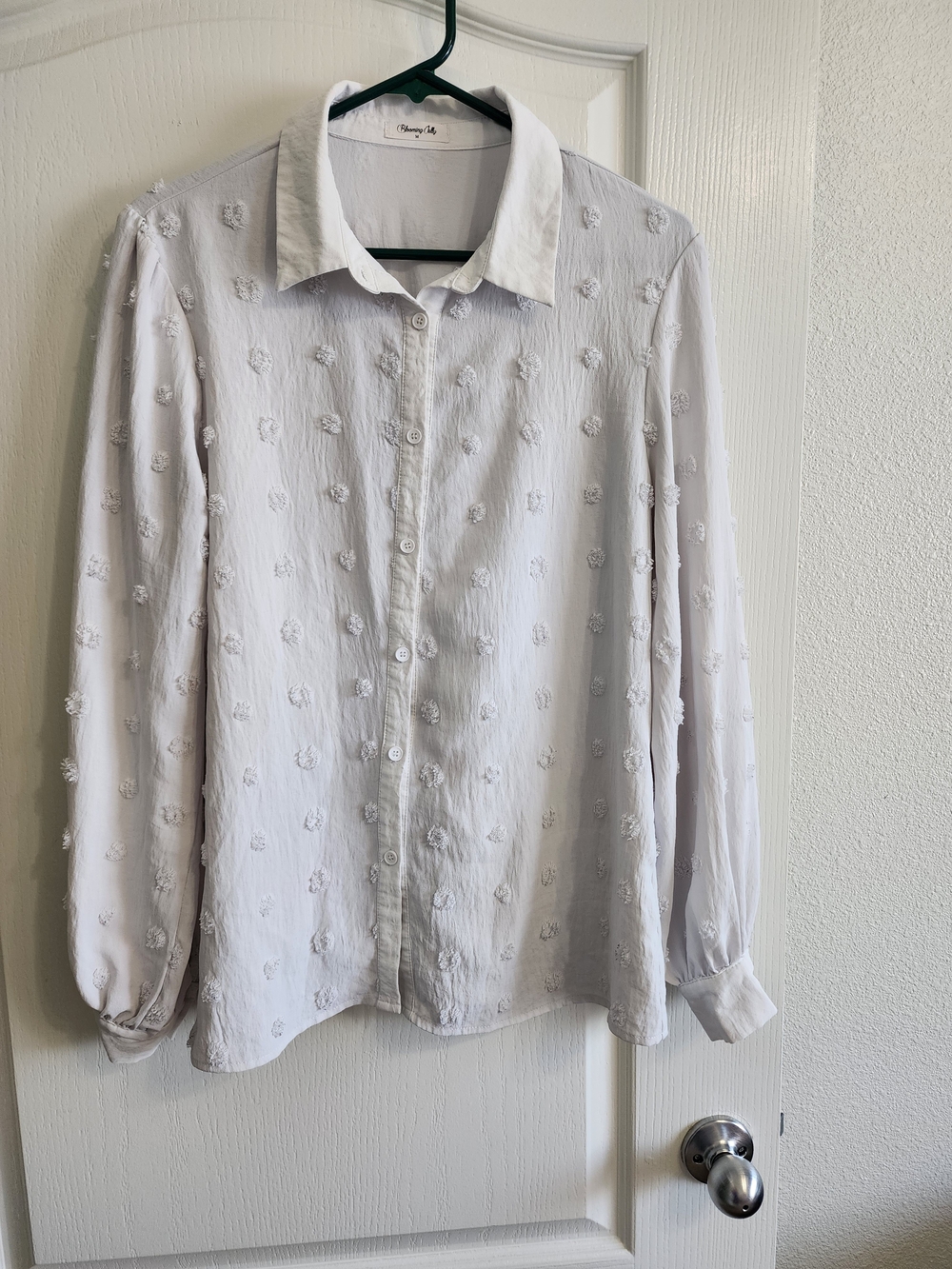 Light Gray Textured Button-Down Shirt